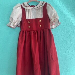 Charming Red Kids Dress 5Y red holiday floral